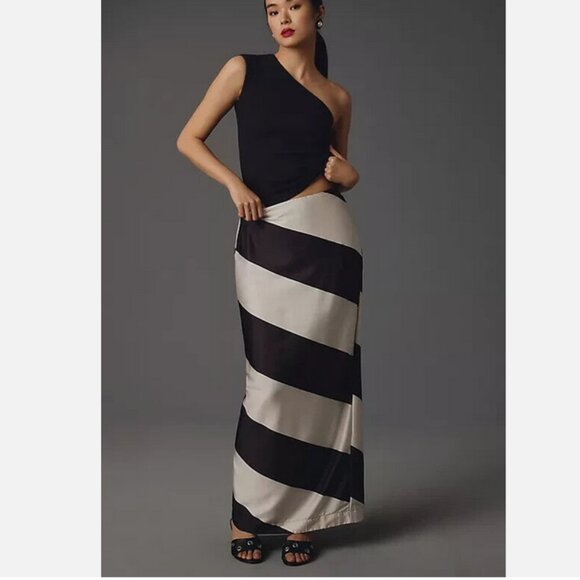 Anthropologie Maeve Column Maxi Skirt Black Striped Size XS NWT - Picture 2 of 5